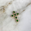 Dije Cruz Tupida 9.4gr / 4.1cm Basteada Circones Blancos Verdes Oro Amarillo