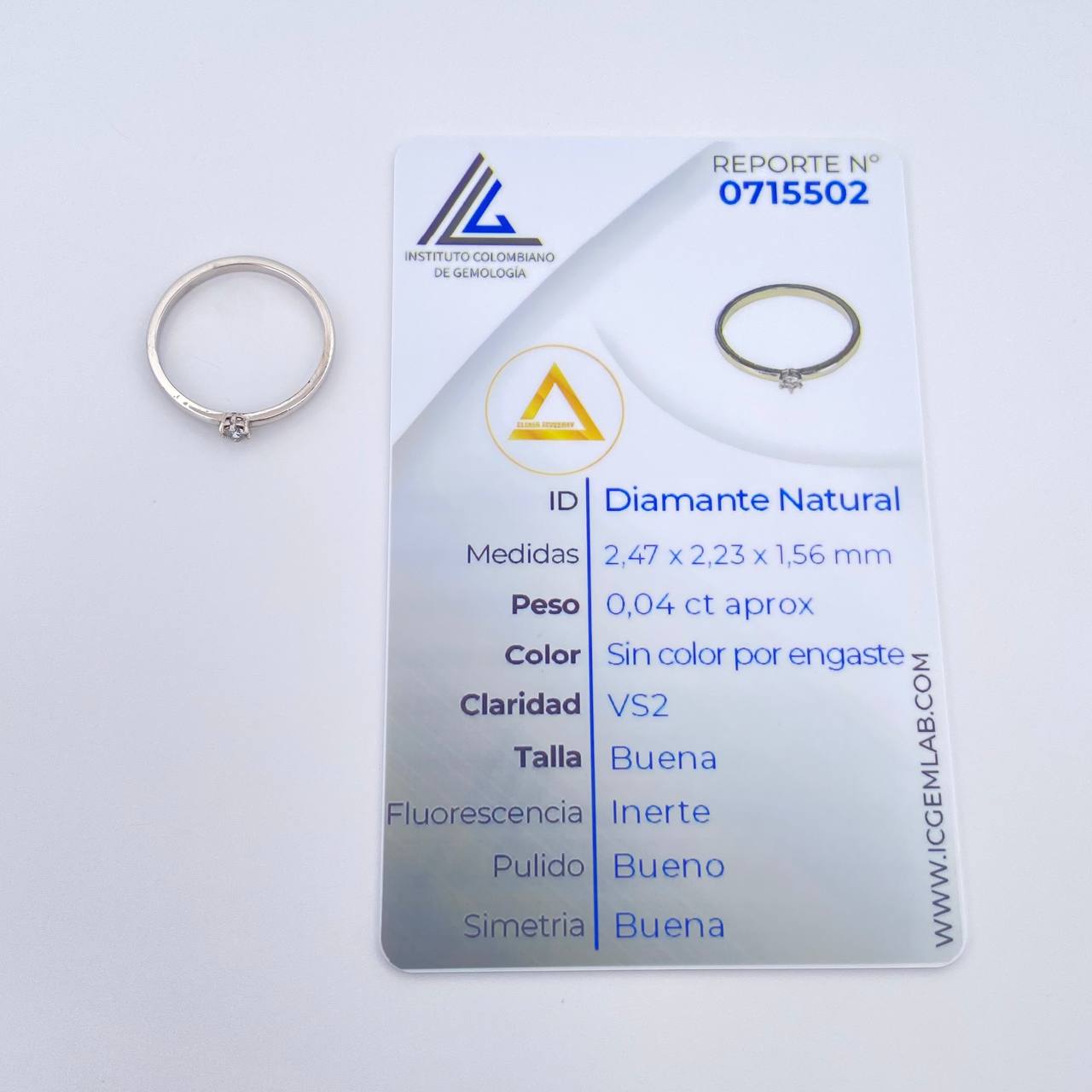 Anillo Solitario Diamante 1.45gr / T5 3/4 / Oro Blanco 18K %