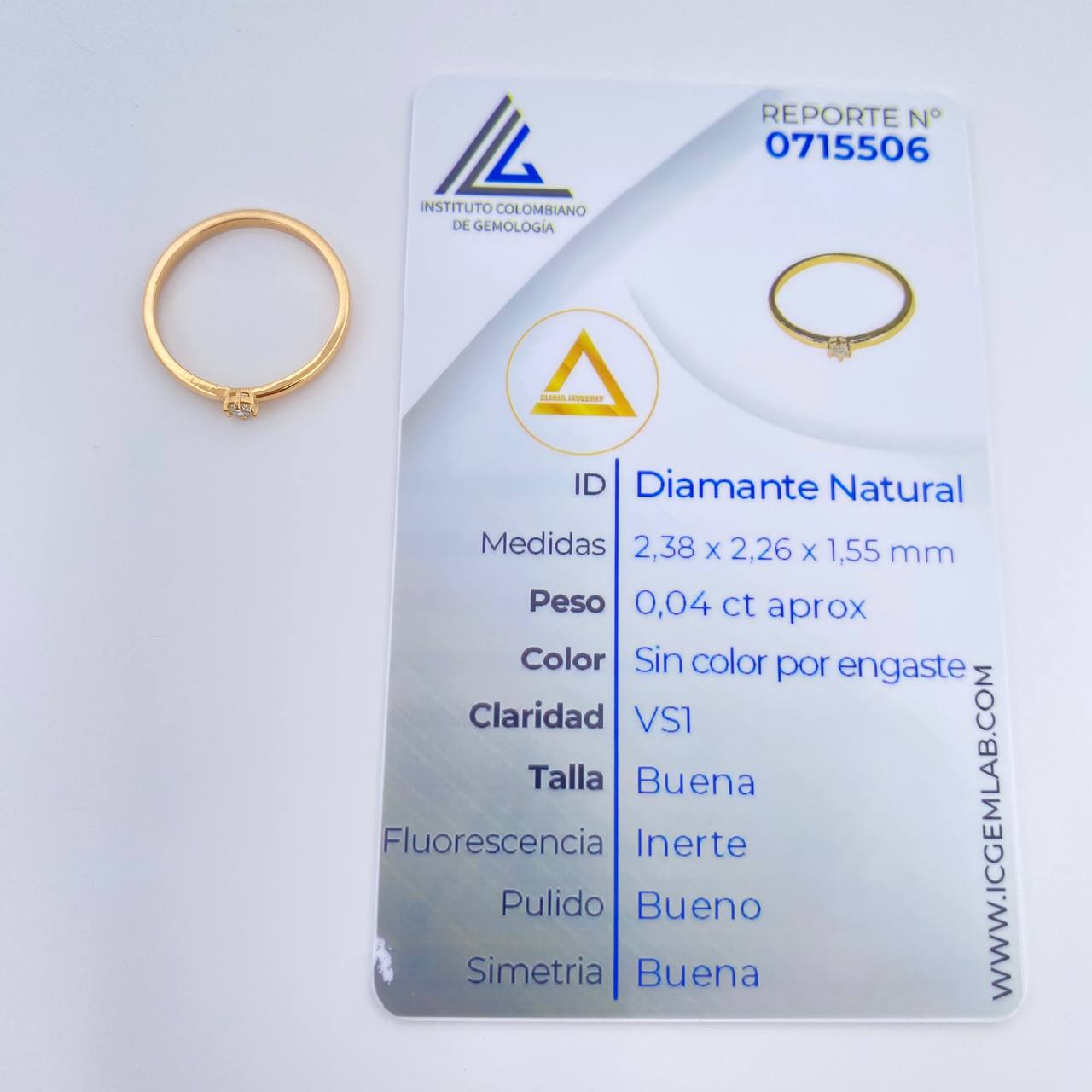 Anillo Solitario Diamante 1.45gr / T5 3/4 / Oro Amarillo 18K %