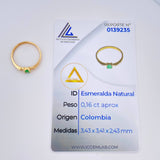 Anillo Solitario Esmeralda 1.6gr / T6 1/2 / Oro Amarillo 18K %