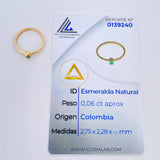 Anillo Solitario Cuadrado Esmeralda 1.35gr / T5 1/2 / Oro Amarillo 18K %