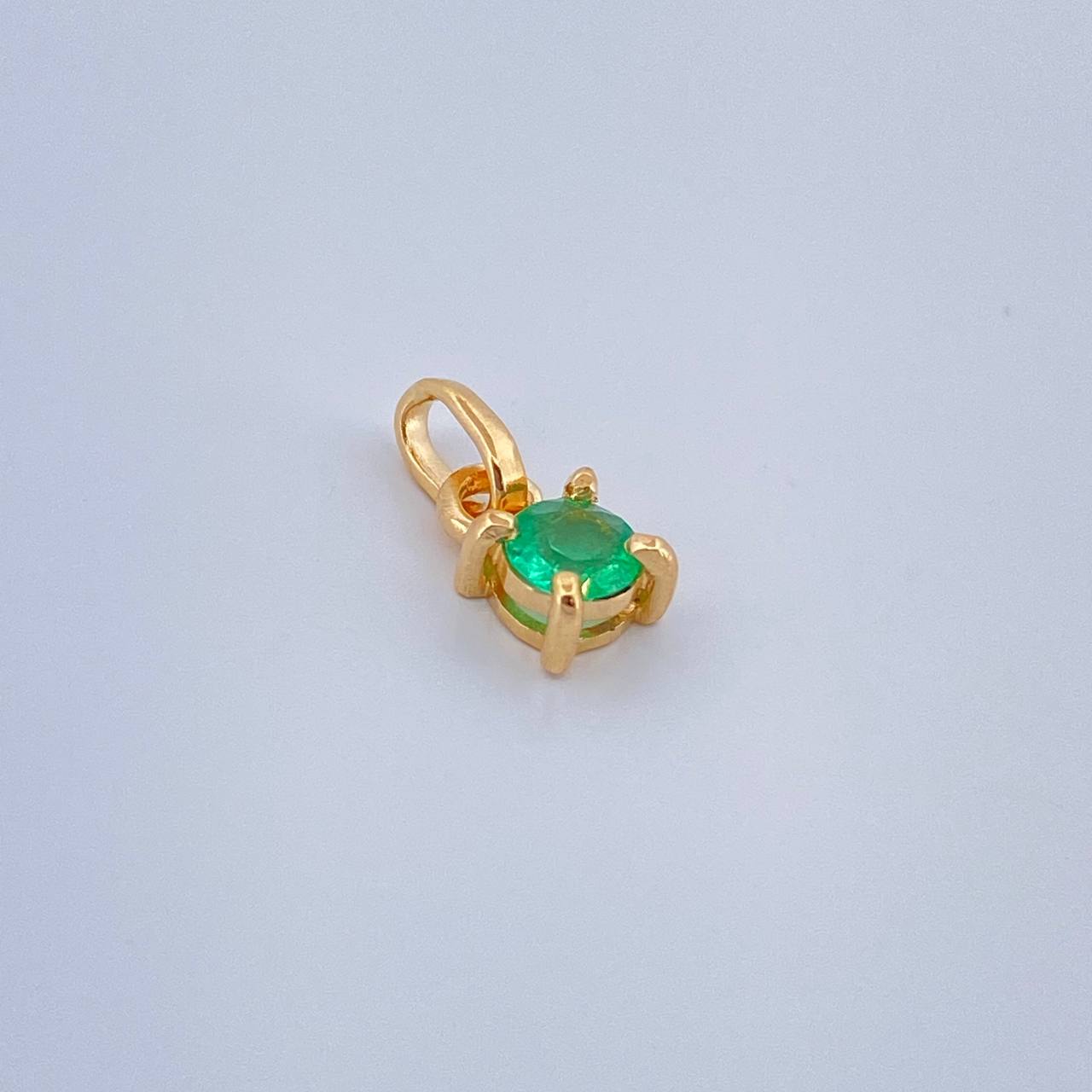 Dije Redondo Esmeralda 0.25gr / 1cm / Oro Amarillo 18K %