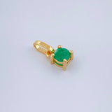 Dije Circular Esmeralda 0.5gr / 1.1cm / Oro Amarillo 18K %