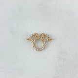 Herraje Silueta Ratón 1.1gr / 1.7cm / Circones Blancos Oro Amarillo