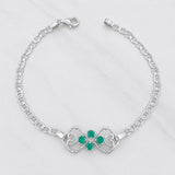 Pulso Rombos Corazones Esmeraldas 45pts 3.4g / 18cm / 3.1mm Plata 925