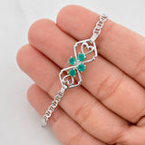 Pulso Escalera Flor Corazones Esmeralda 0.45pts 3.45g / 18cm / 3.08mm Plata 925