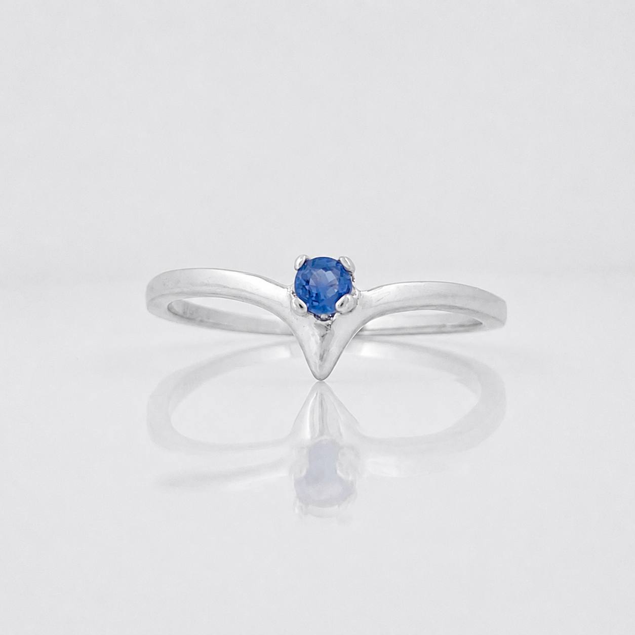 Anillo Solitario Zafiro 10pts 1g / T6 Plata 925
