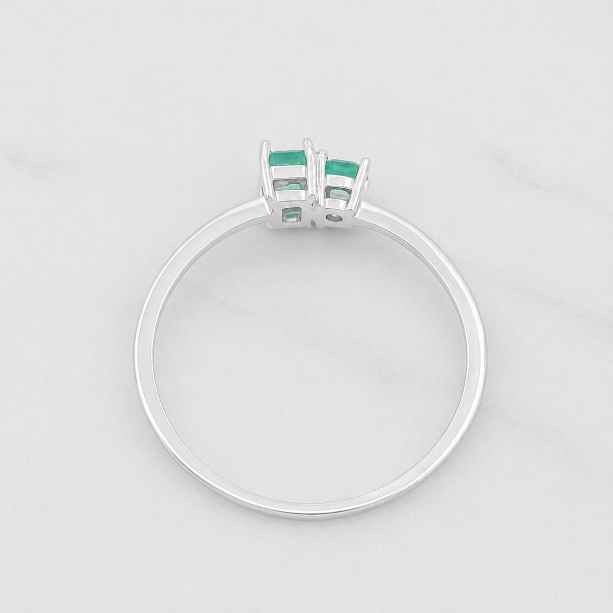 Anillo Figuras Esmeraldas 26pts 0.75g / T6 1/4 Plata 925
