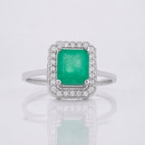 Anillo Cuadrado Esmeralda 90pts 1.75g / T7 Plata 925