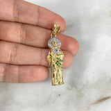 Dije Judas Tadeo 3.9gr / 4cm Circones Blancos Verdes Dos Oros Amarillo Blanco