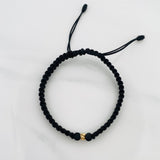 Pulsera Tejida Negra 4Mm / 1Und Oro Amarillo 18K