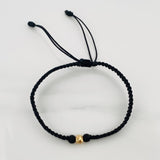 Pulsera Tejida Negra 5Mm / 1Und Oro Amarillo 18K