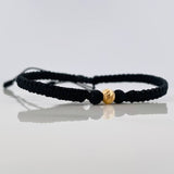 Pulsera Tejida Negra 5Mm / 1Und Oro Amarillo 18K