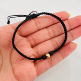 Pulsera Tejida Negra 5Mm / 1Und Oro Amarillo 18K