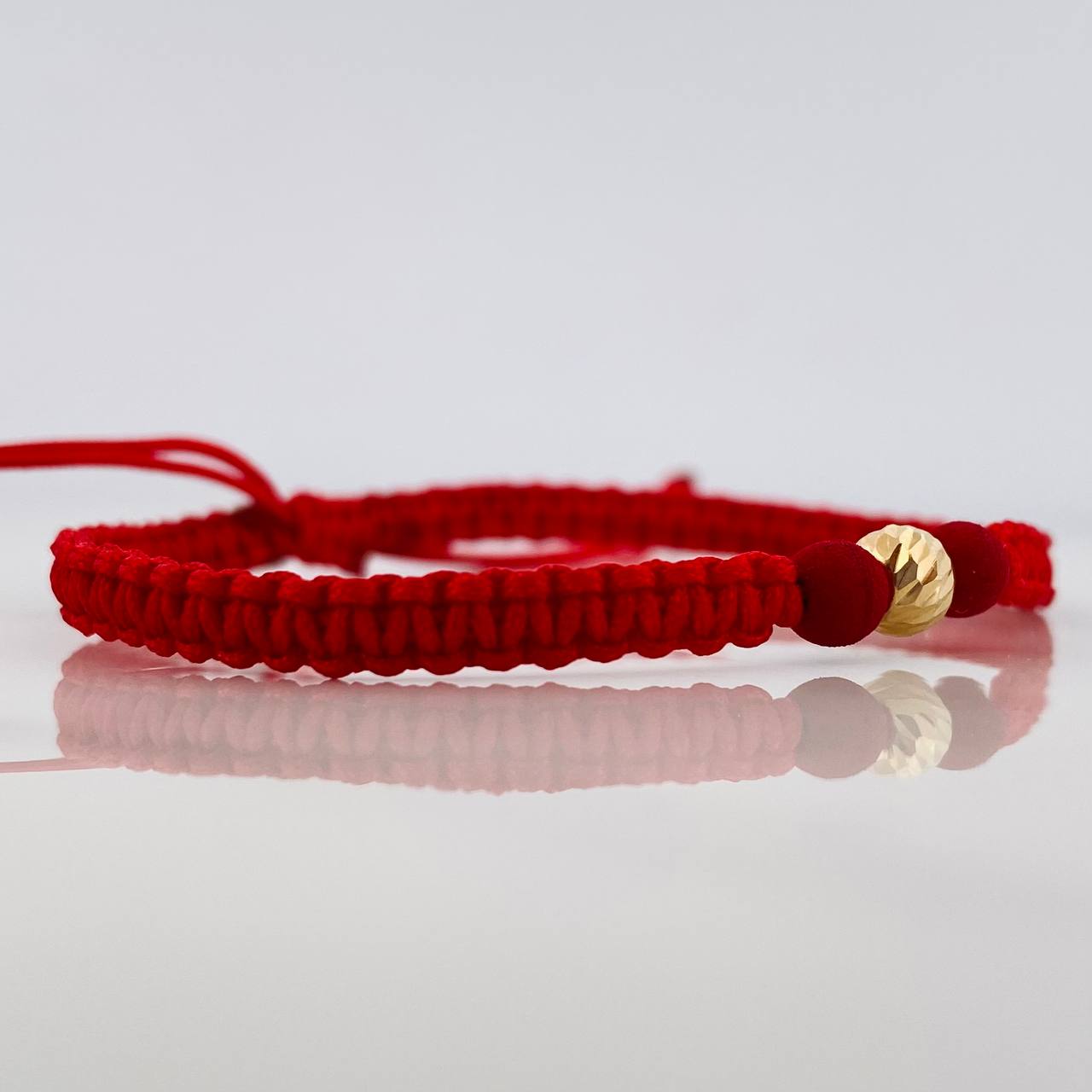 Pulsera Tejida Roja 5Mm / 1Und 18K