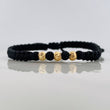 Pulsera Tejida Negra 5Mm / 3Und Oro Amarillo 18K
