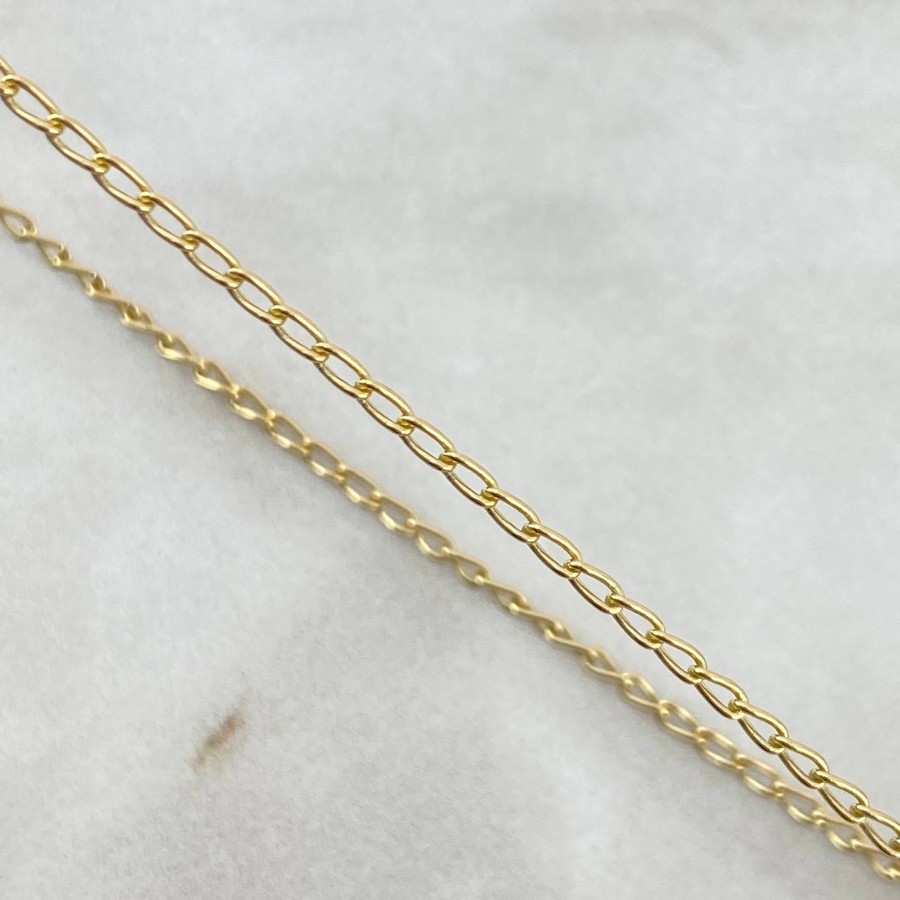 Tobillera Espiga 3.4gr / 25.5cm / 1.5mm Doble Cadena "Corazon" Circones Verdes Oro Amarillo