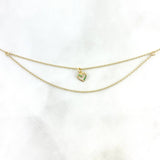 Tobillera Espiga 3.4gr / 25.5cm / 1.5mm Doble Cadena "Corazon" Circones Verdes Oro Amarillo