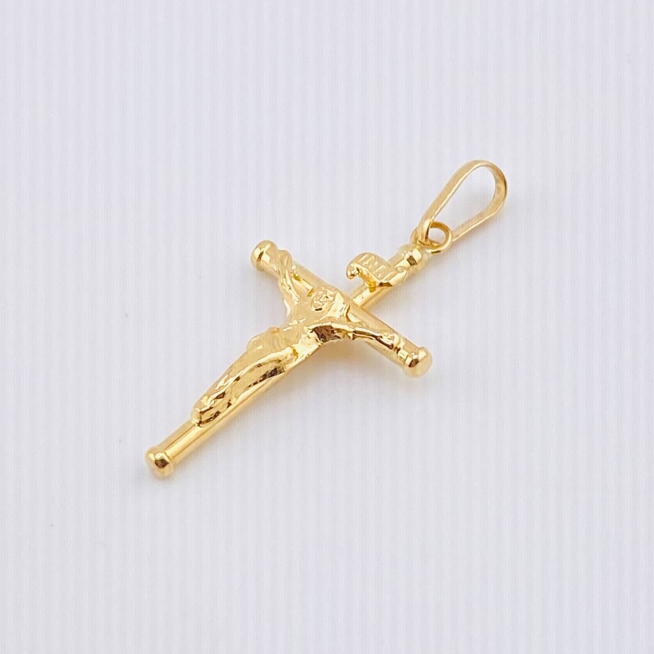 Dije Cruz Cristo Baston Liso 1.45gr / 3cm / Oro Amarillo 18K