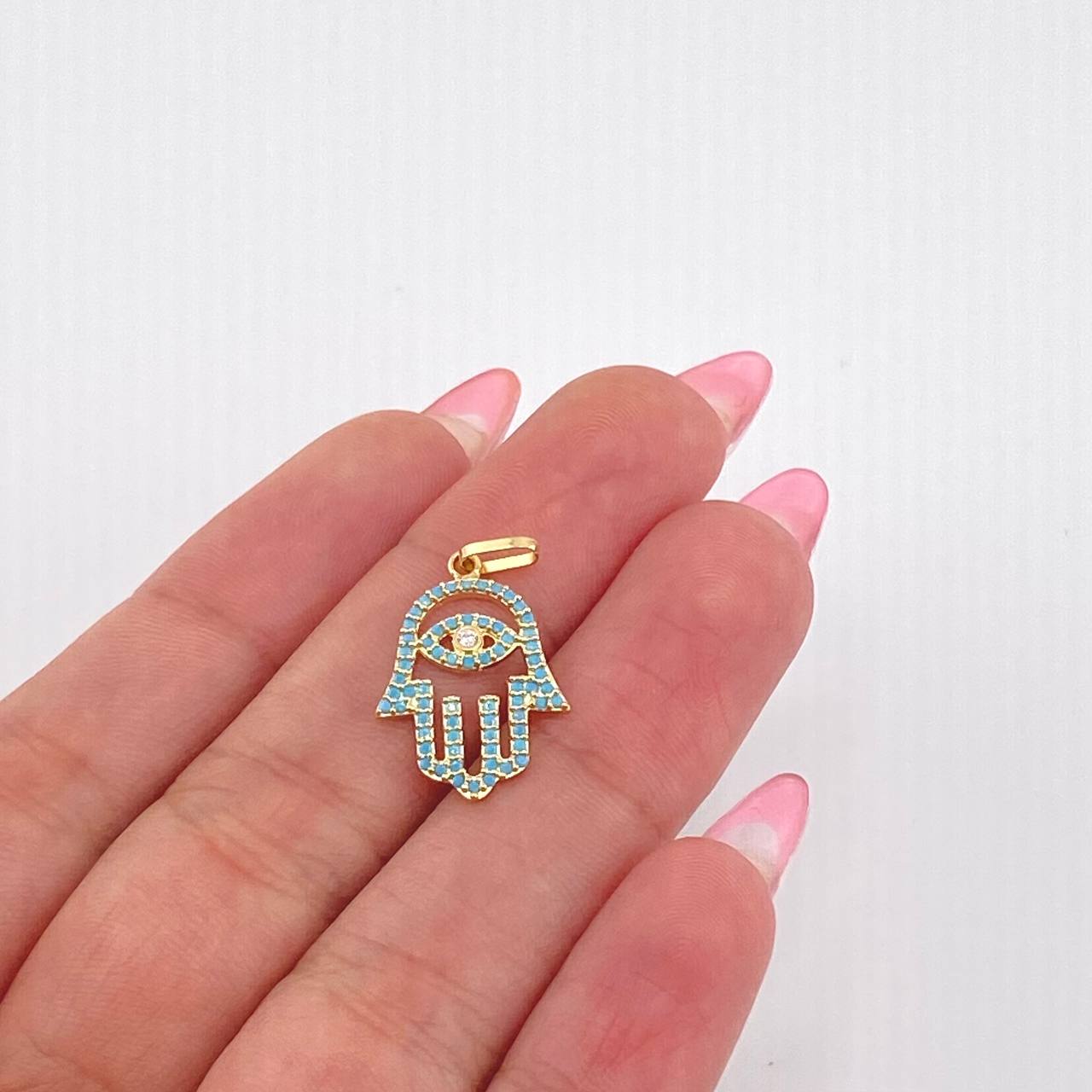 Dije Mano Hamsa 1.2gr / 2.3cm / Oro Amarillo 18K *