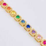 Pulso Tenis Halo Cubico 19.5gr / 17.5cm / 7.2mm Oro Amarillo 18K *