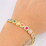 Pulso Tenis Halo Cubico 19.5gr / 17.5cm / 7.2mm Oro Amarillo 18K *