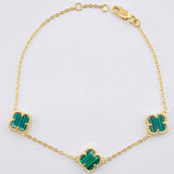 Pulso Aro Seguido Trebol Verde  4.65gr / 18cm-19.5cm / 9.2mm Oro Amarillo 18K