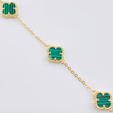 Pulso Aro Seguido Trebol Verde  4.65gr / 18cm-19.5cm / 9.2mm Oro Amarillo 18K