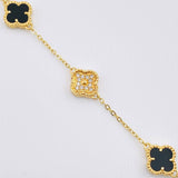 Pulso Trebol Negro Diamantado 8.3gr / 18cm / 9.2mm Oro Amarillo Nac.Esp. 18K *