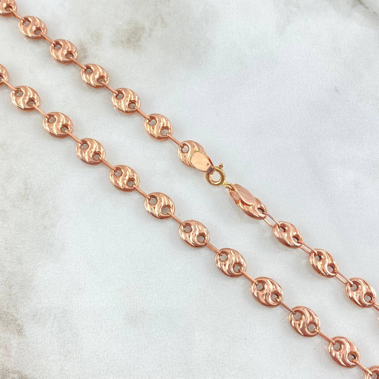 Cadena GC 13.15gr / 70cm / 6.1mm Curvas Rayadas Oro Rosa 18K ©
