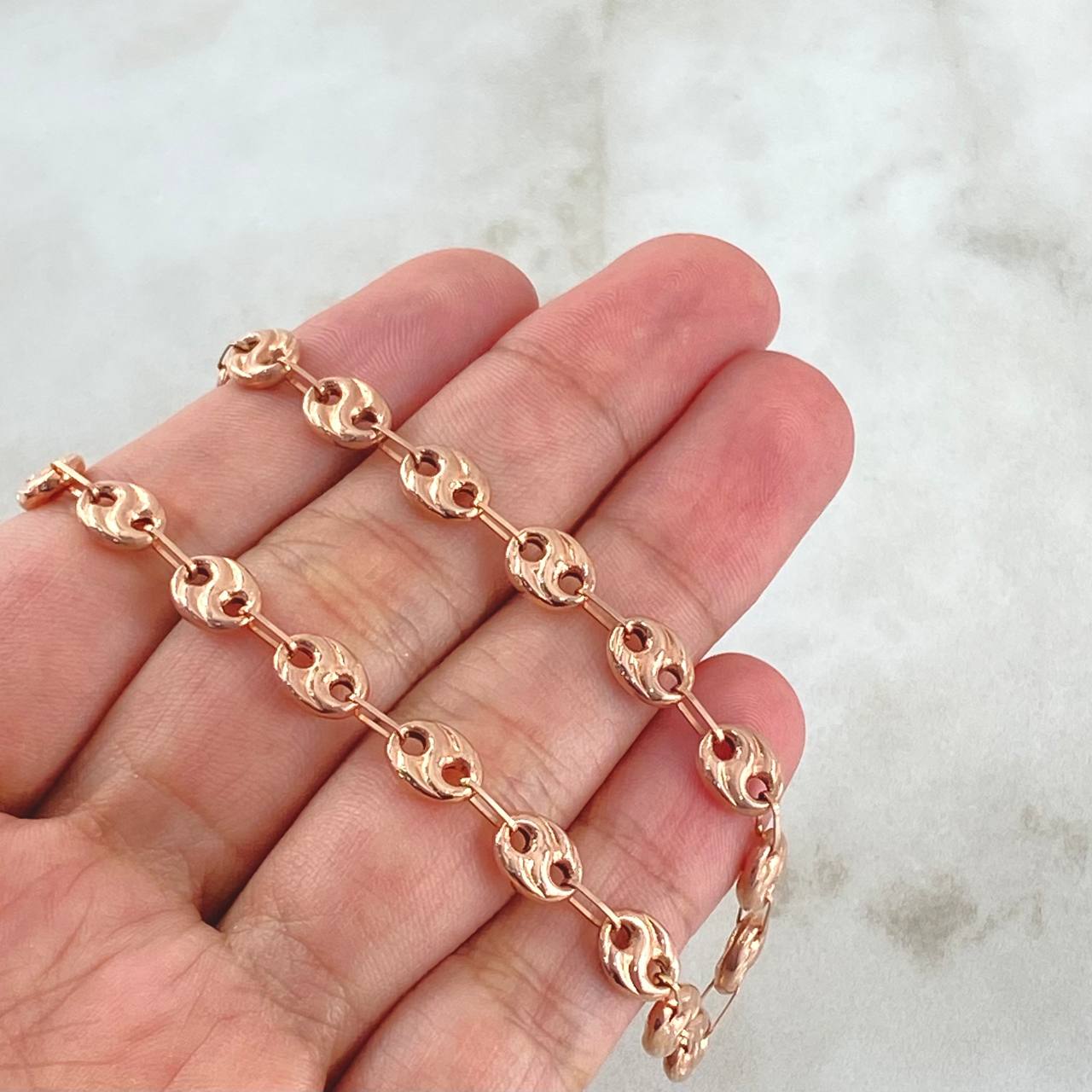 Cadena GC 13.15gr / 70cm / 6.1mm Curvas Rayadas Oro Rosa 18K ©