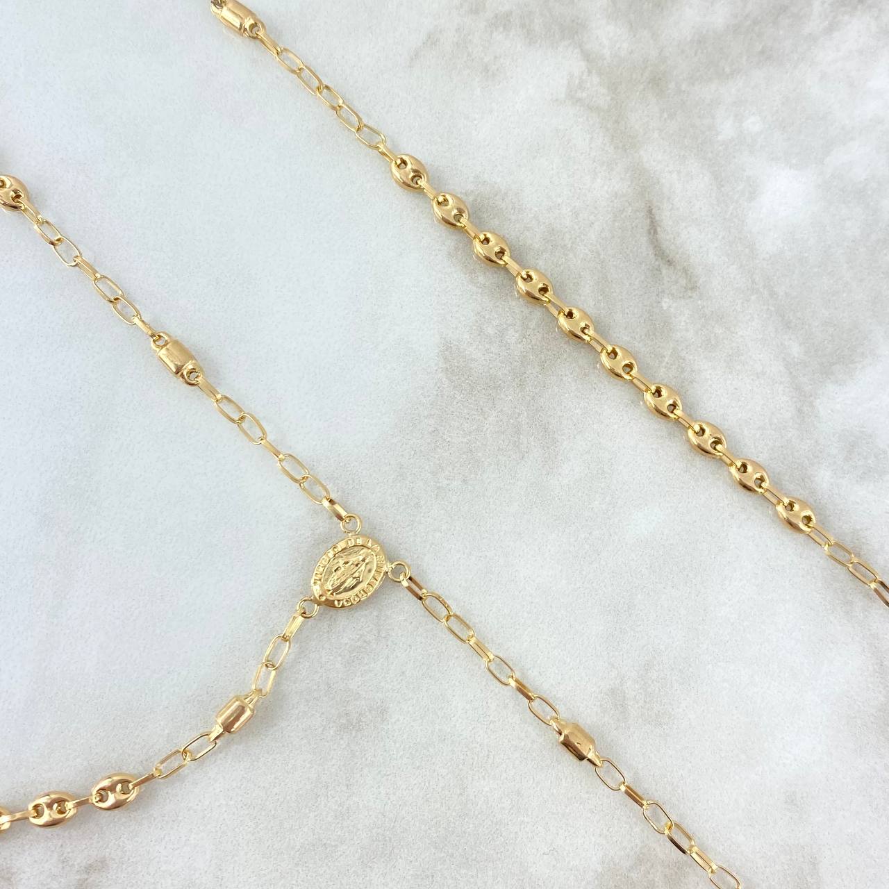 Rosario Rustico GC 9.15gr / 60cm / 4mm Virgen Milagrosa Oro Amarillo