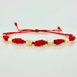 Pulsera Tejida Roja Cilindros Diamantados 0.45gr / 3mm Oro Amarillo 18K &