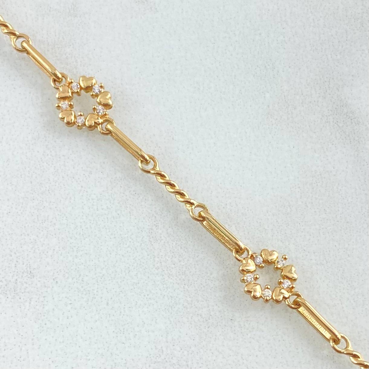 Pulso Cajón Espiral Corazones 4gr / 18cm / Oro Amarillo 18K ©
