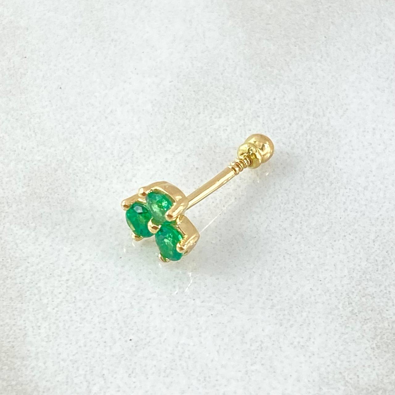 Piercing Flor Trio Esmeraldas 24pts 0.6gr / Oro Amarillo 18K