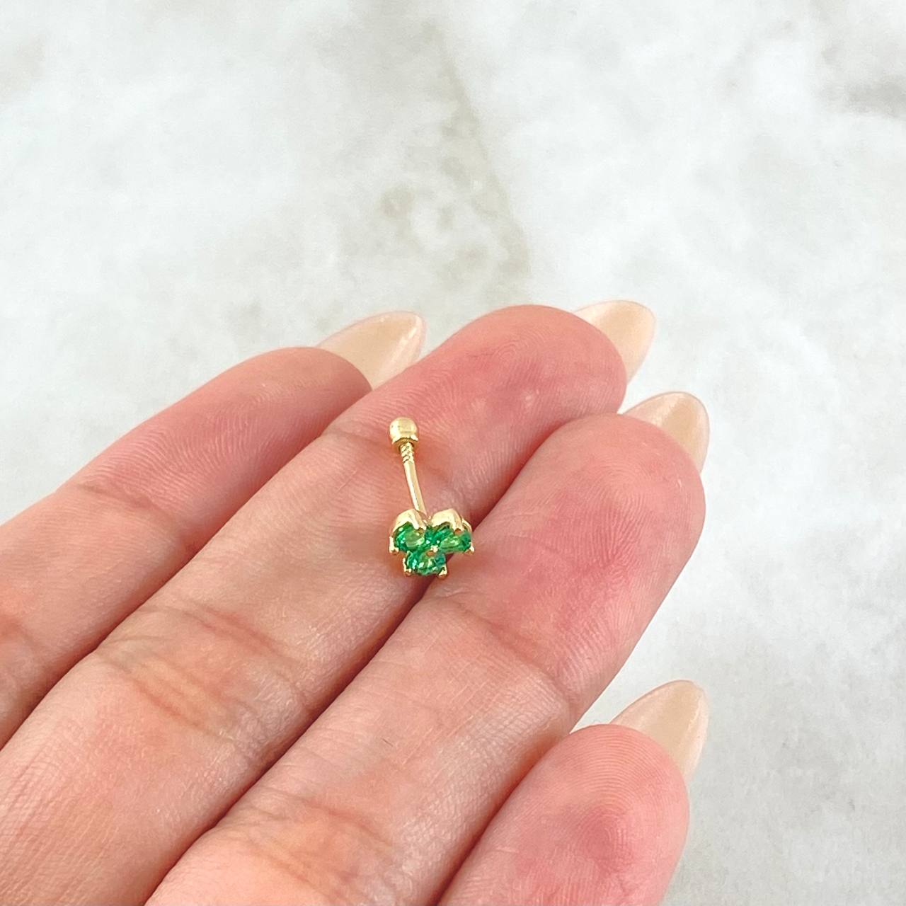 Piercing Flor Trio Esmeraldas 24pts 0.6gr / Oro Amarillo 18K