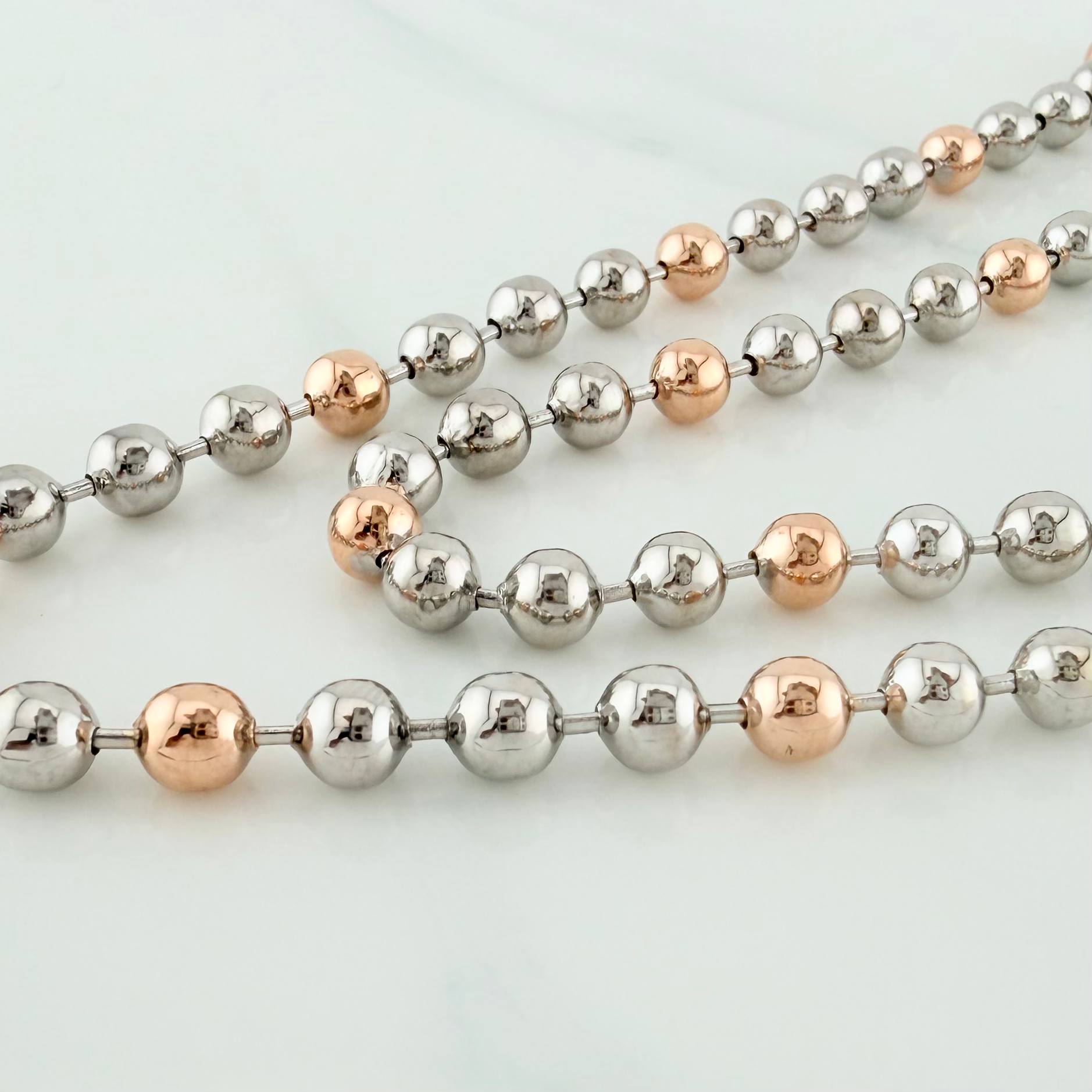 Cadena Militar 29.75 g / 59.5 cm / 5 mm Dos Oros Blanco Rosa 18K