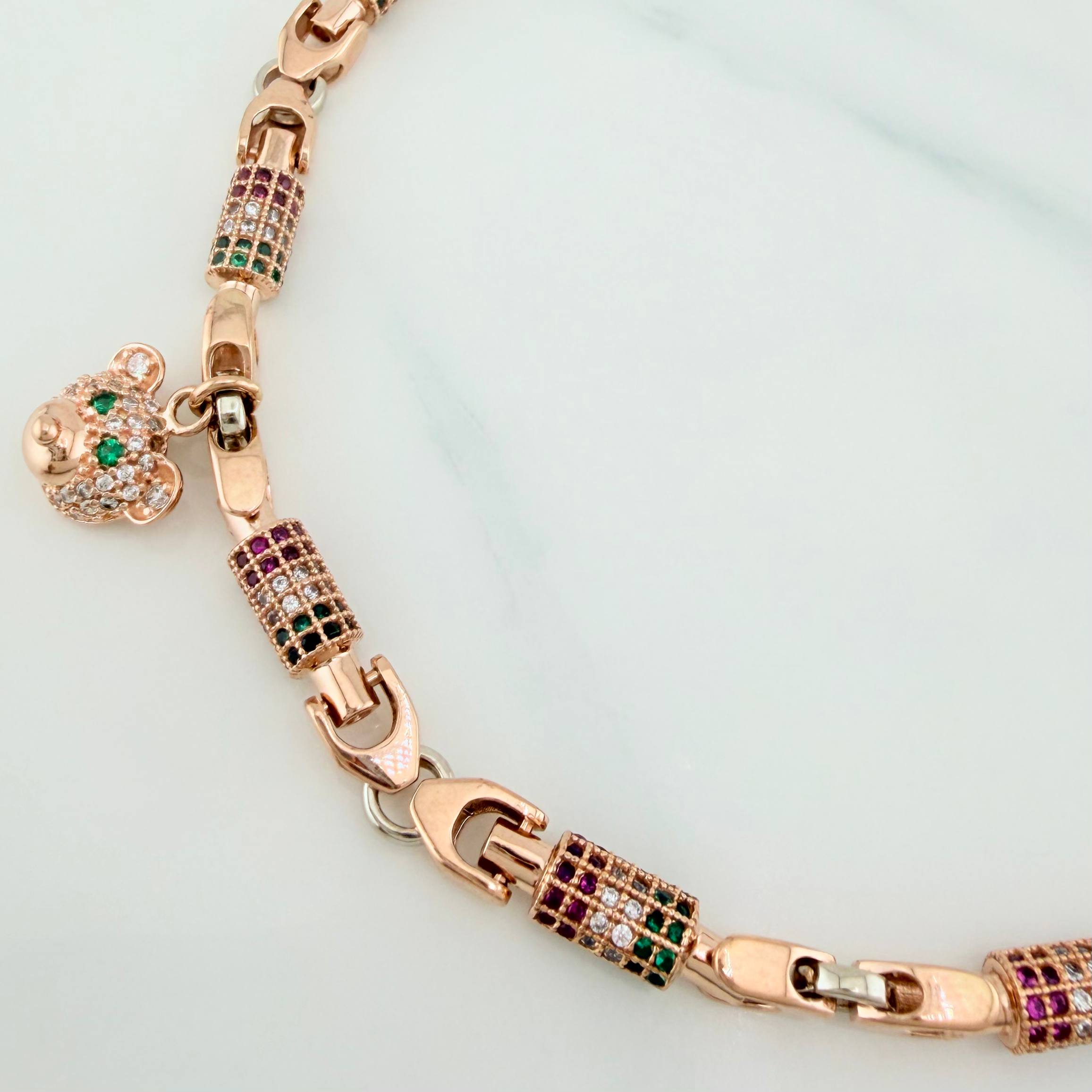 Tobillera Rustica Oso 24.75 g / 24.8 cm / 4.7 mm Oro Rosa 18K