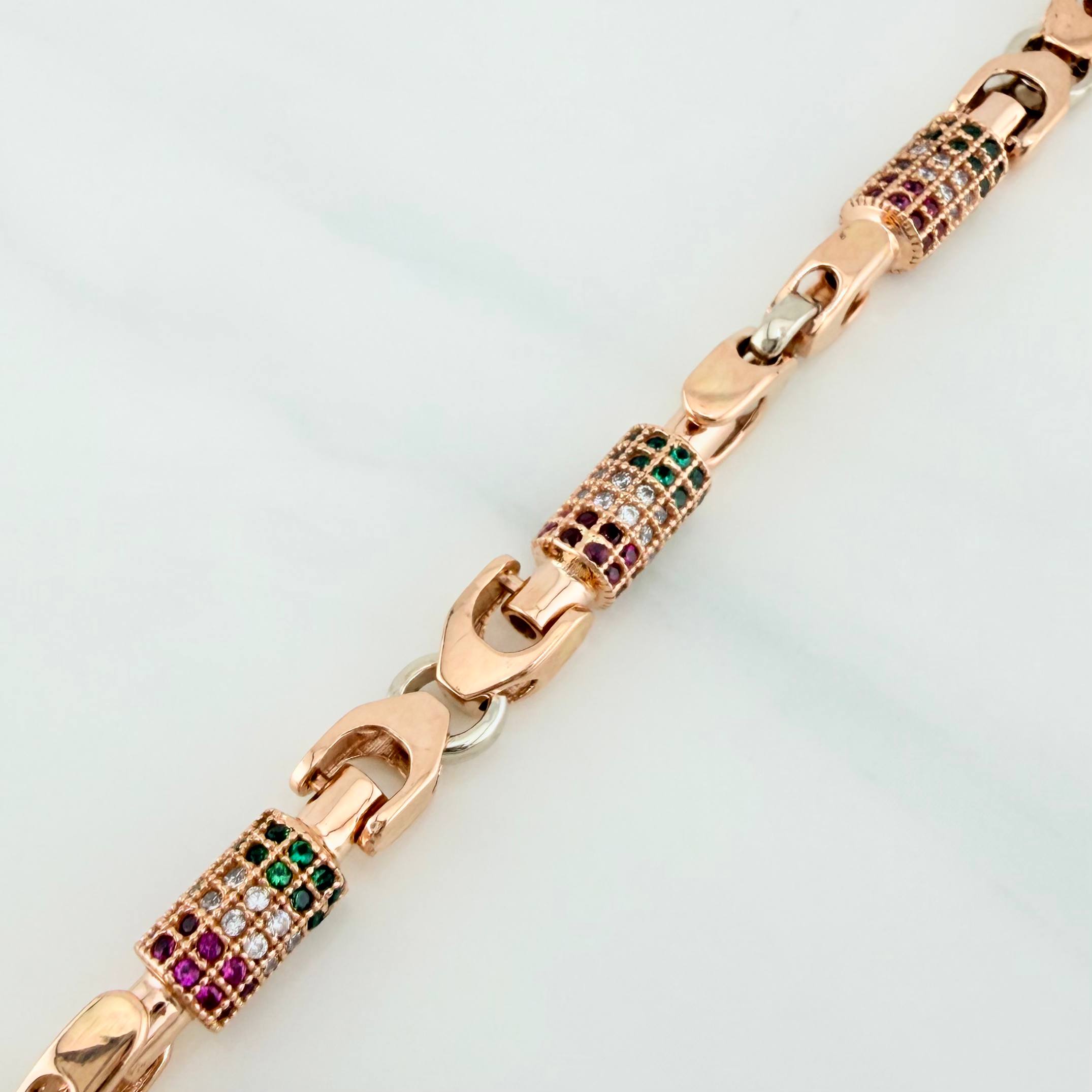 Tobillera Rustica Oso 24.75 g / 24.8 cm / 4.7 mm Oro Rosa 18K