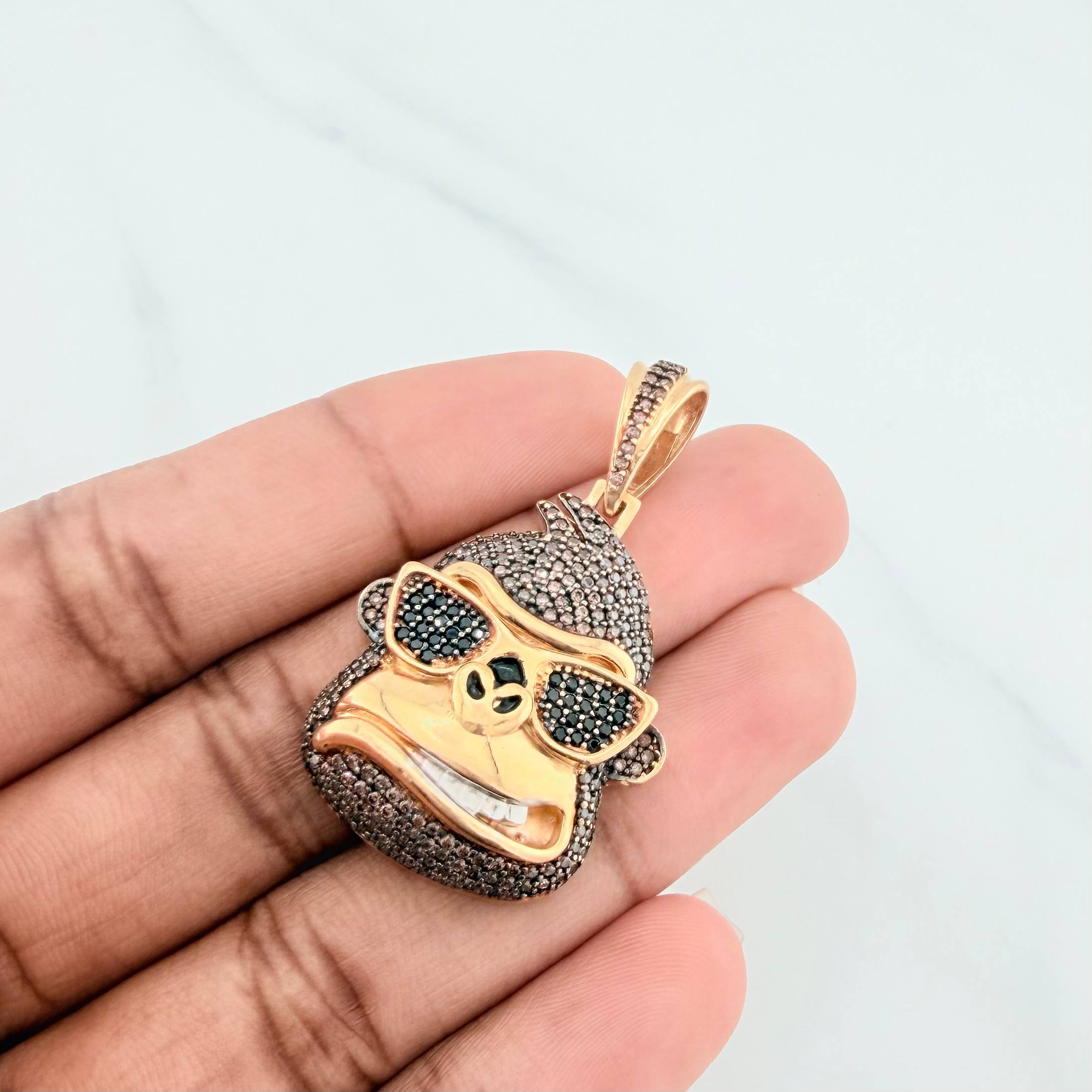 Dije Rostro Gorilla 11.05 g / 4.1 cm Tres Oros Amarillo Blanco Negro 18K