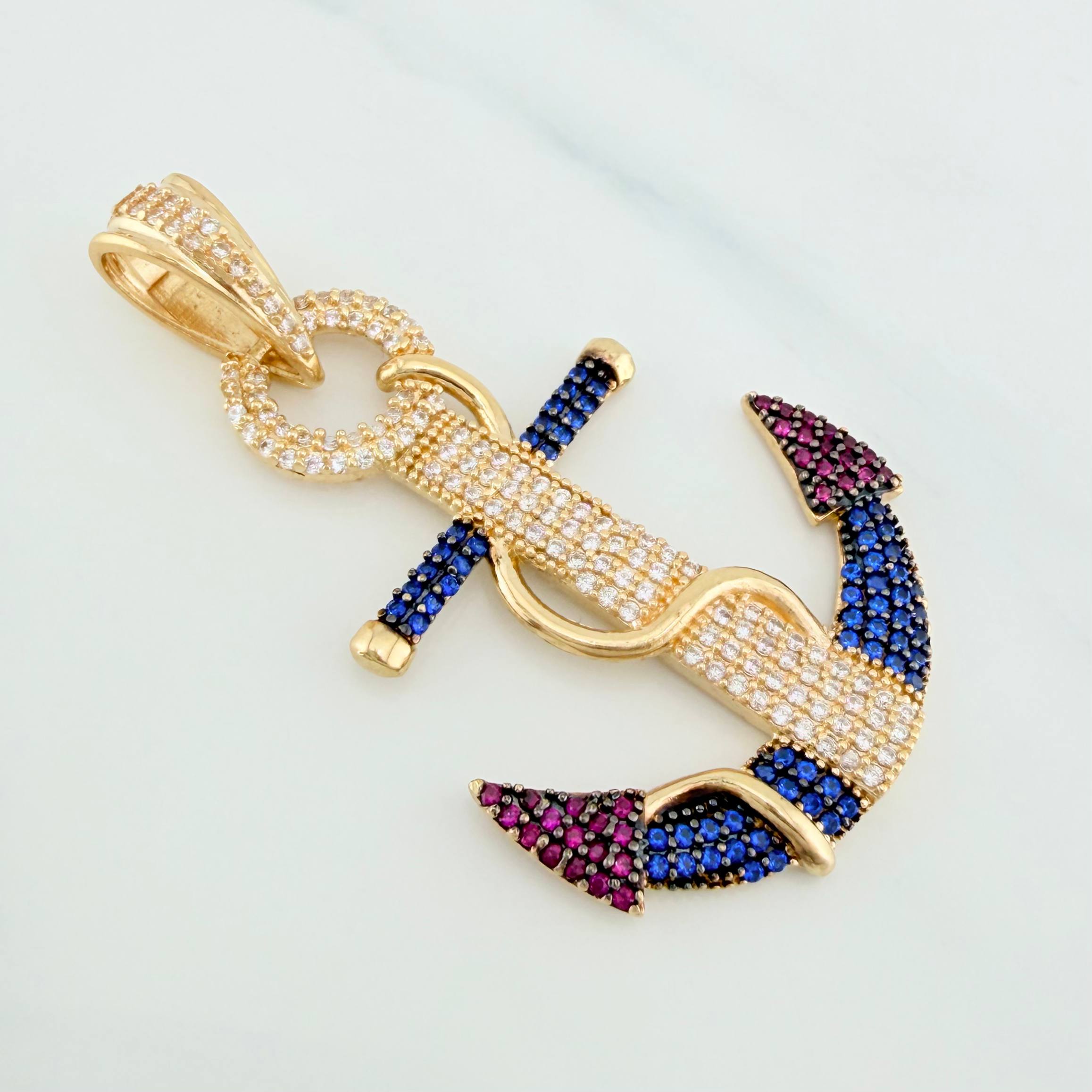 Dije Ancla 6.85 g / 4.8 cm Dos Oros Negro Amarillo 18K