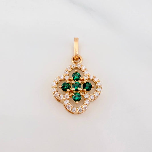 Dije Trebol Doble 1.45 g / 1.9 cm Oro Amarillo 18K