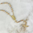 Rosario Virgen de Guadalupe 27gr / 60cm / 6-5mm Bolas Diamantadas Circones Blancos Tres Oros