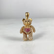 Dije Oso Articulado 10.85gr / 3.7cm Corazón Circones Blancos Fucsias Negros Oro Amarillo