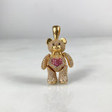 Dije Oso Articulado 10.85gr / 3.7cm Corazón Circones Blancos Fucsias Negros Oro Amarillo