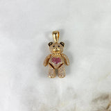 Dije Oso Articulado 10.85gr / 3.7cm Corazón Circones Blancos Fucsias Negros Oro Amarillo