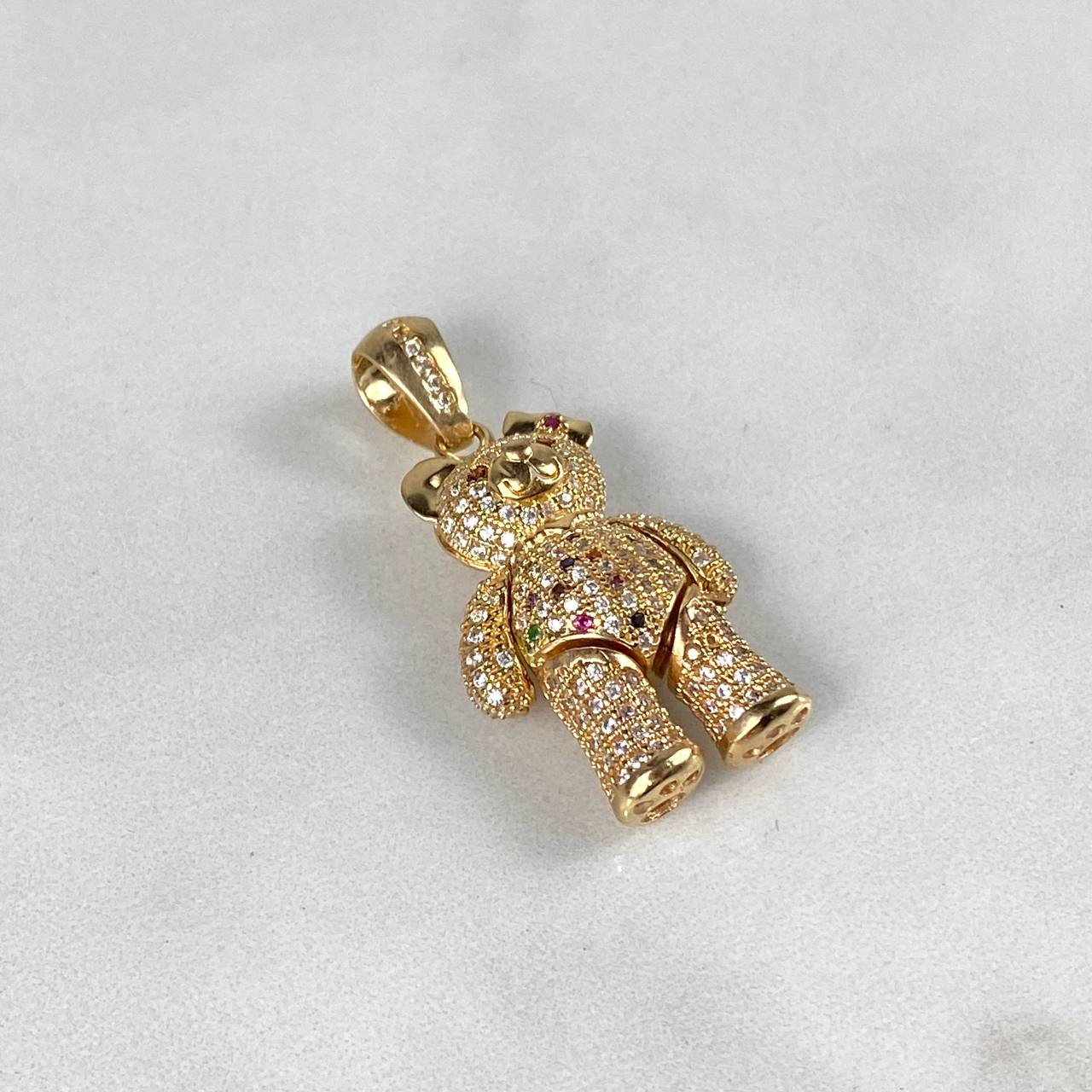 Dije Oso Articular 9.05gr / 3.7cm Moño Corazón Circones Blancos Colores Cafés Oro Amarillo