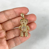 Dije Oso Articular 9.05gr / 3.7cm Moño Corazón Circones Blancos Colores Cafés Oro Amarillo