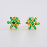 Topos Flor Esmeraldas 15pts 1.15g / 6.8mm Oro Amarillo 18K