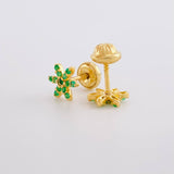 Topos Flor Esmeraldas 15pts 1.15g / 6.8mm Oro Amarillo 18K